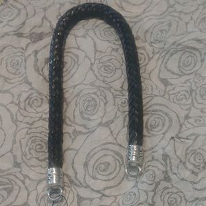 Brighton Braided Black Leather Bag Strap